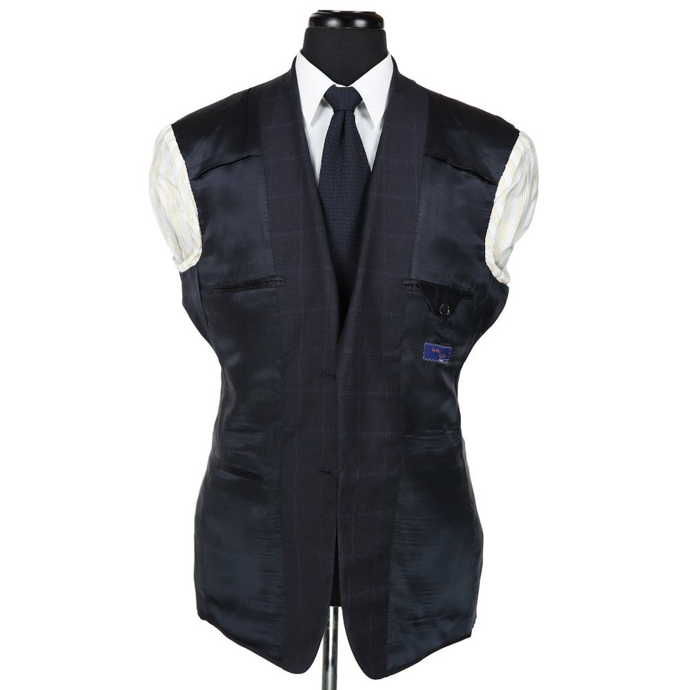 Gianluca Isaia Napoli Wool Suit Blue Windowpane - Picture 7 of 14